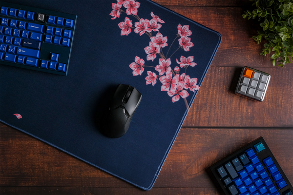 Navy Blossom Desk Mat